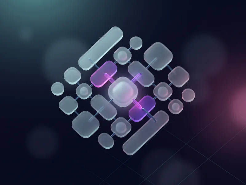 Translucent glass tiles of different shapes converging into a single glowing core